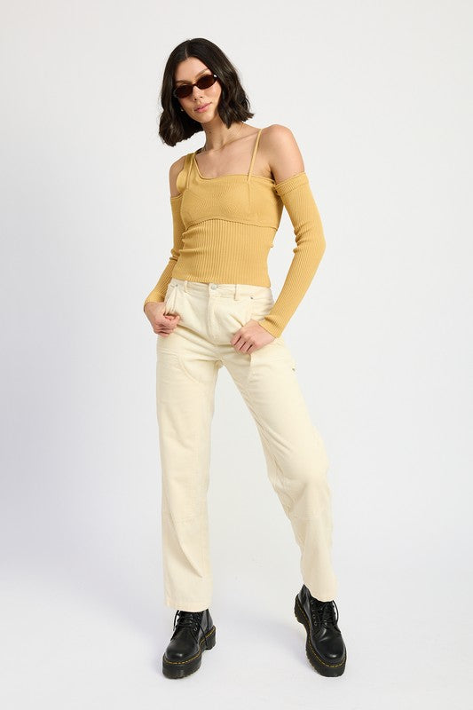 CORDUROY STRAIGHT LEG PANTS WITH POCKETS
