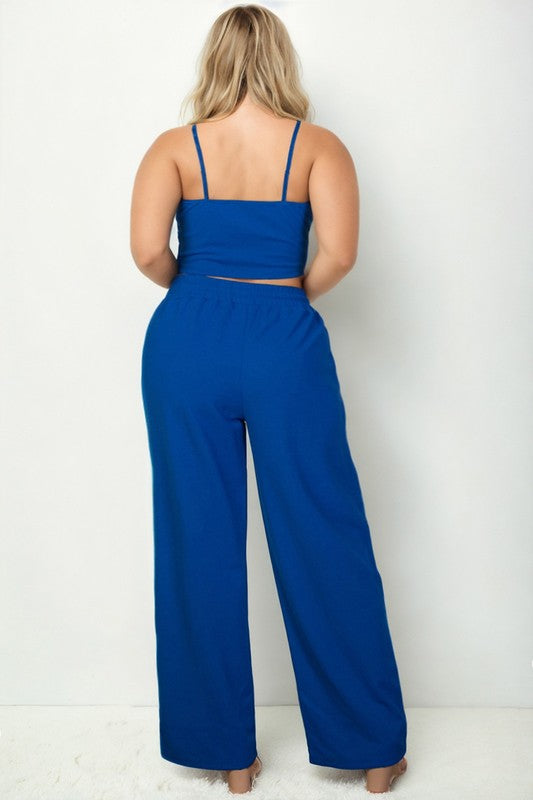 PLUS BUSTIER CROP CAMI TOP & STRAIGHT PANTS SET