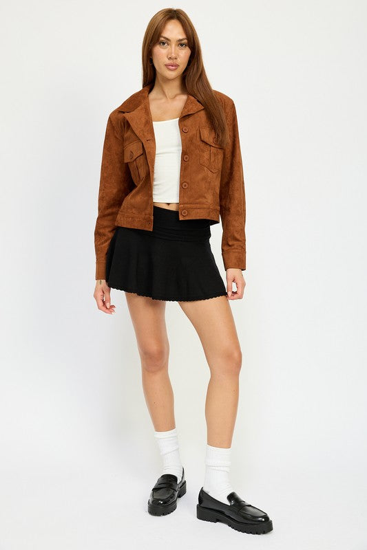 SUEDE JACKET WITH POCKETS