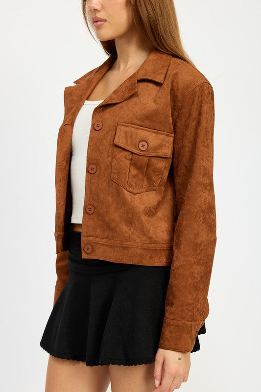 SUEDE JACKET WITH POCKETS