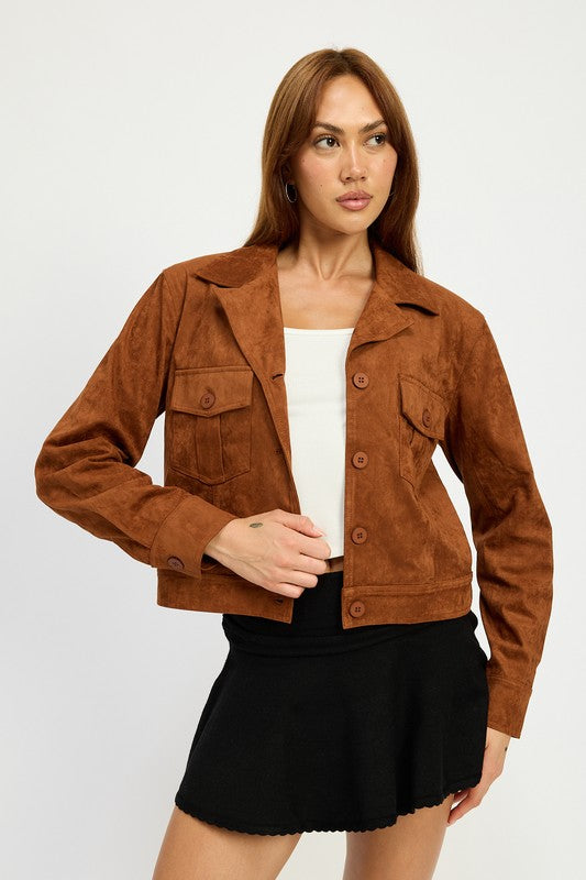 SUEDE JACKET WITH POCKETS