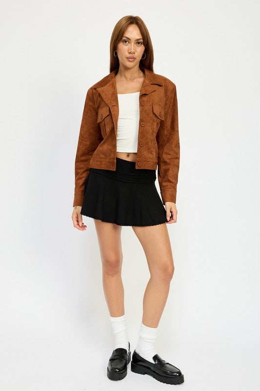 SUEDE JACKET WITH POCKETS