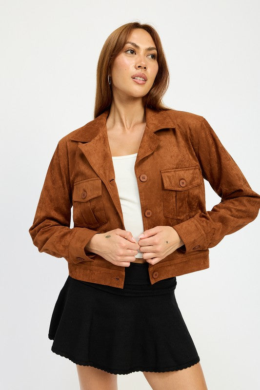 SUEDE JACKET WITH POCKETS