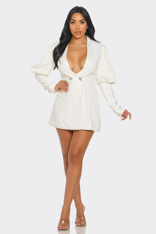 PUFF SLEEVE BLAZER DRESS
