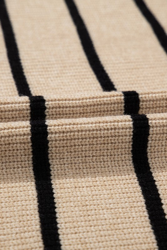 STRIPED SIDE POCKETS OPEN FRONT CARDIGAN