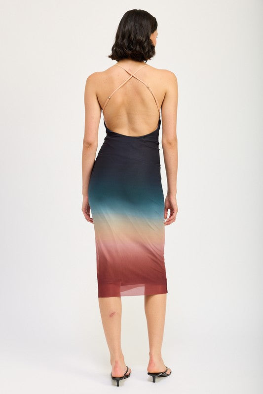 HALTER NECK OMBRE MIDI DRESS