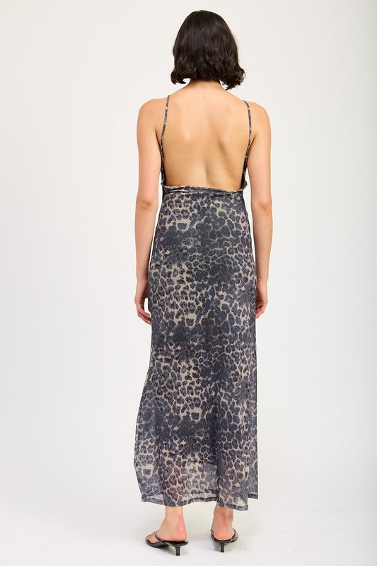 COWL NECK MAXI DRESS WITH OPEN BACK