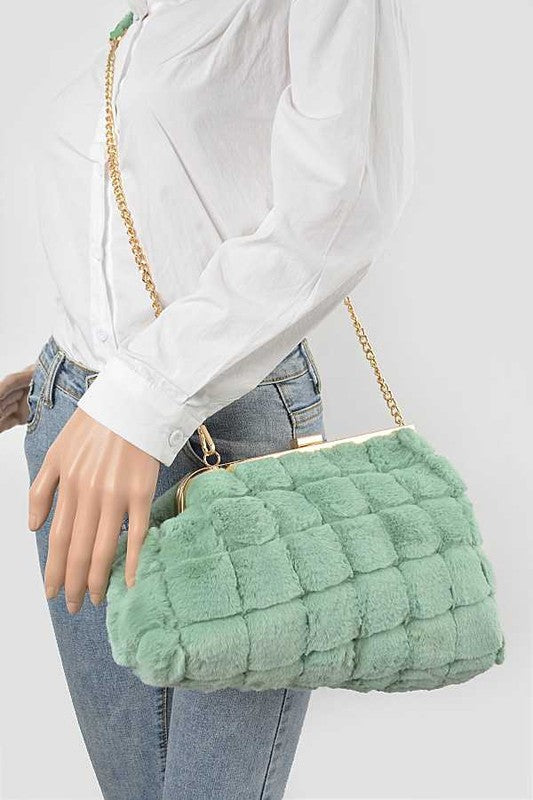 QUILTED FAUX FUR ICONIC SWING BAG