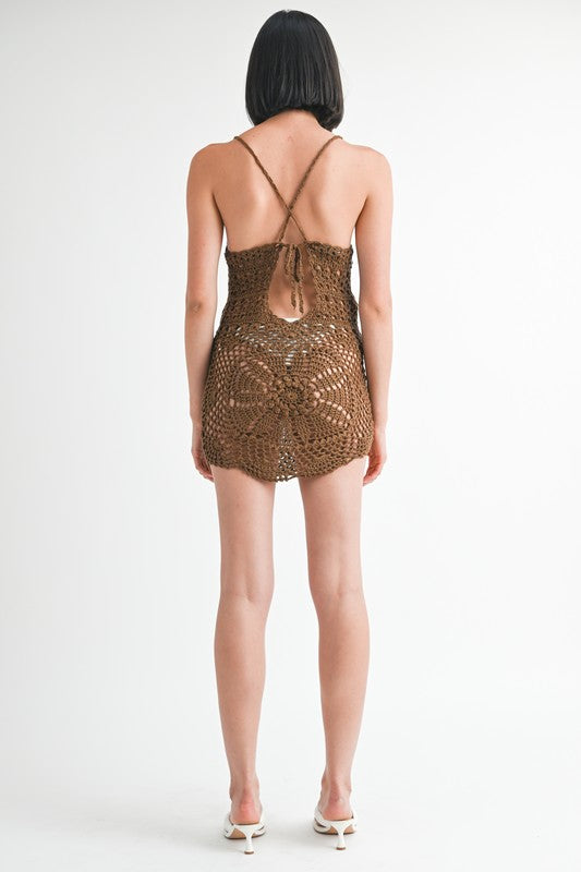 CROCHET COVER UP DRESS WITH CROSSED BACK