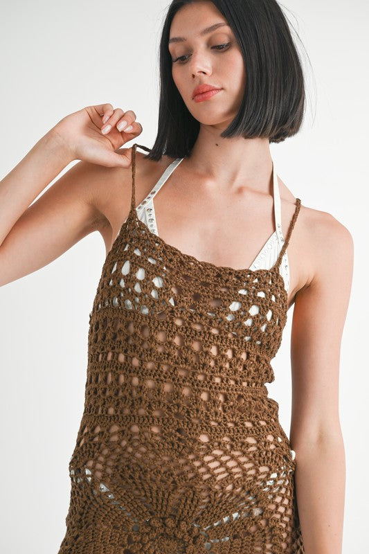 CROCHET COVER UP DRESS WITH CROSSED BACK