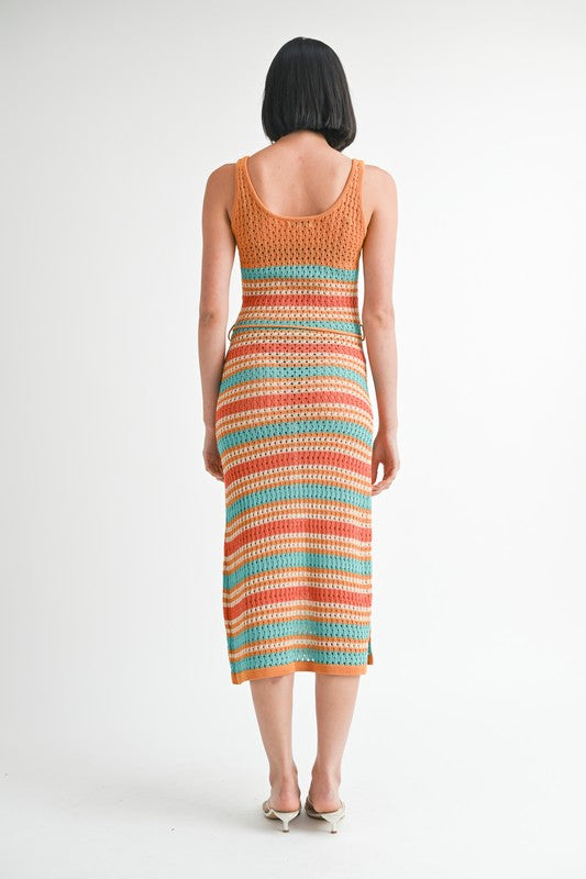 SCOOP NECK CROCHET MIDI DRESS
