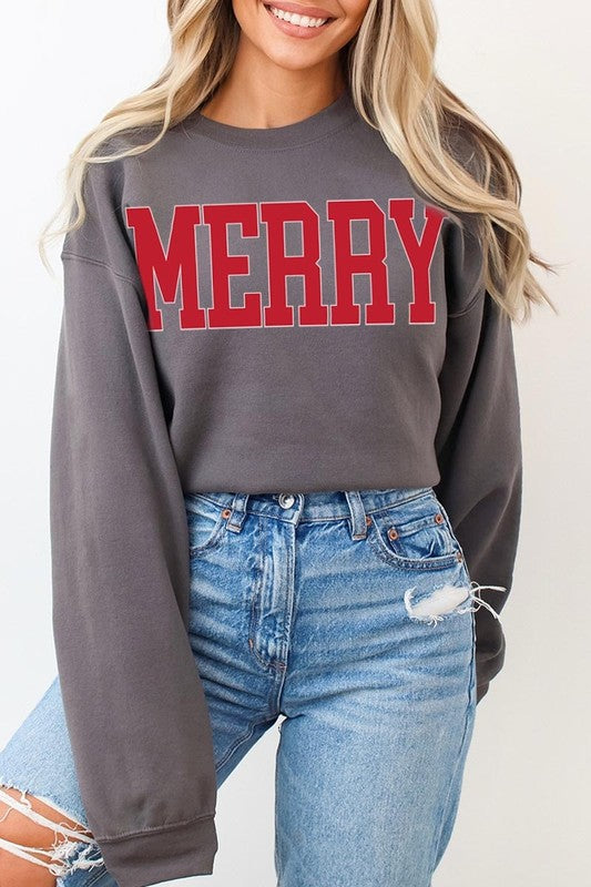 MERRY GRAPHIC FLEECE SWEATSHIRT