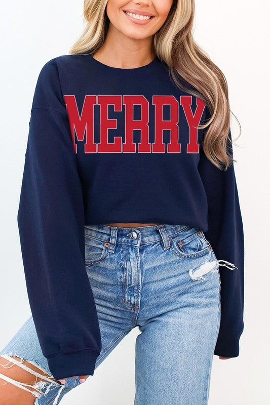 MERRY GRAPHIC FLEECE SWEATSHIRT