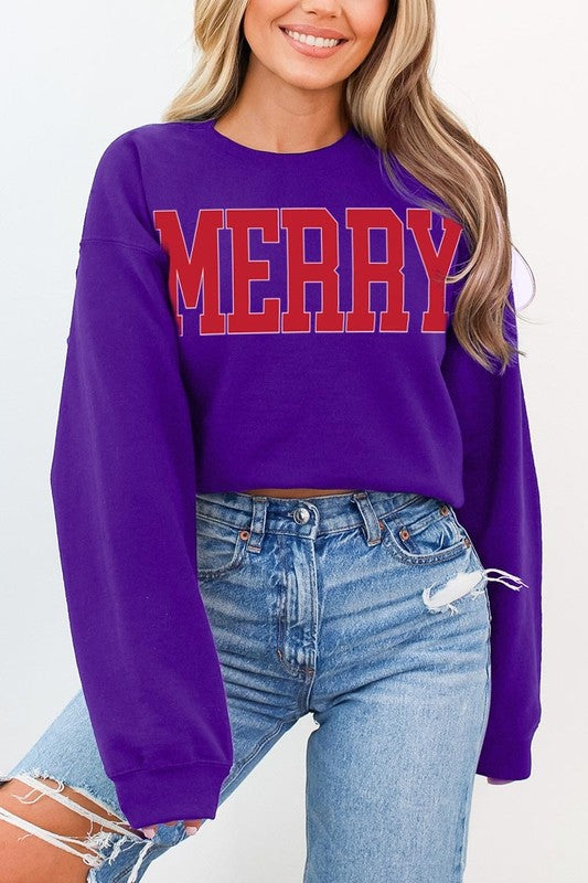 MERRY GRAPHIC FLEECE SWEATSHIRT