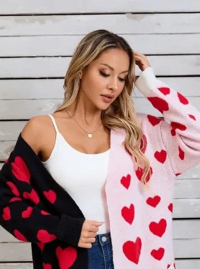 TWO TONE HEART CARDIGAN