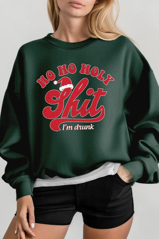 HO HO HO HOLY SHIT GRAPHIC FLEECE SWEATSHIRTS