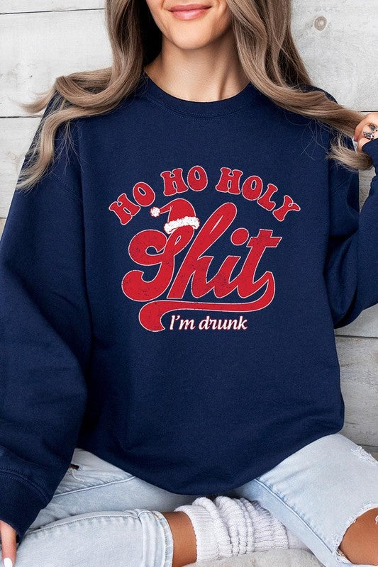 HO HO HO HOLY SHIT GRAPHIC FLEECE SWEATSHIRTS