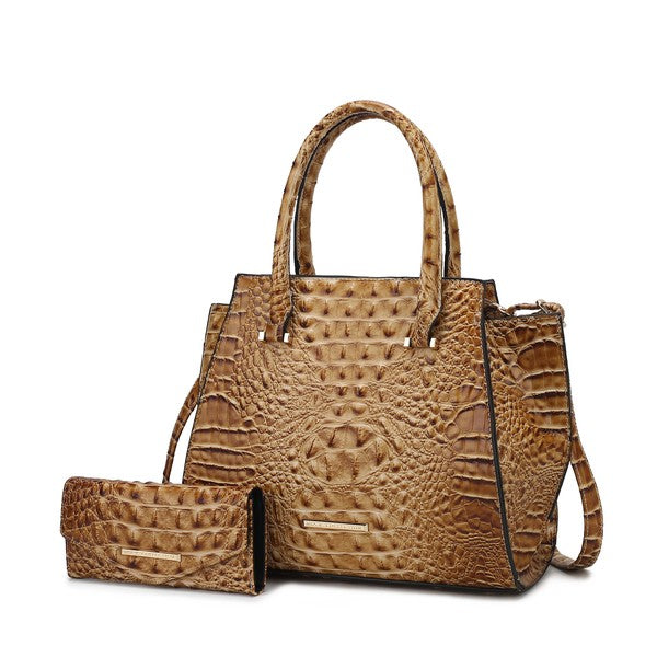 MKF COLLECTION VIRIDIANA CROC-EMBOSSED TOTE BAG