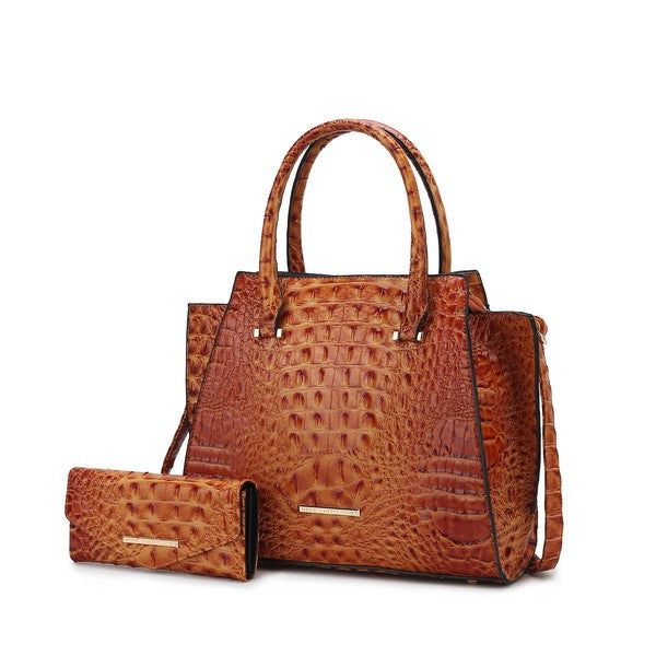 MKF COLLECTION VIRIDIANA CROC-EMBOSSED TOTE BAG