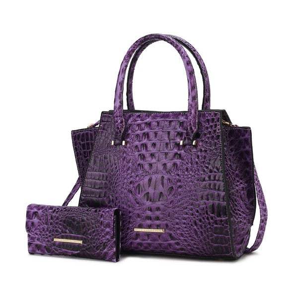 MKF COLLECTION VIRIDIANA CROC-EMBOSSED TOTE BAG