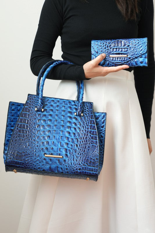 MKF COLLECTION VIRIDIANA CROC-EMBOSSED TOTE BAG