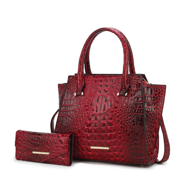 MKF COLLECTION VIRIDIANA CROC-EMBOSSED TOTE BAG