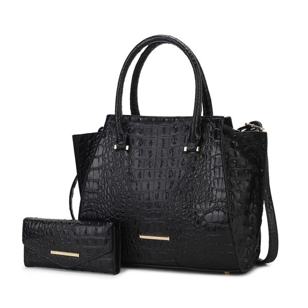 MKF COLLECTION VIRIDIANA CROC-EMBOSSED TOTE BAG