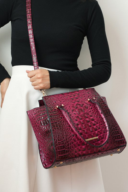 MKF COLLECTION VIRIDIANA CROC-EMBOSSED TOTE BAG