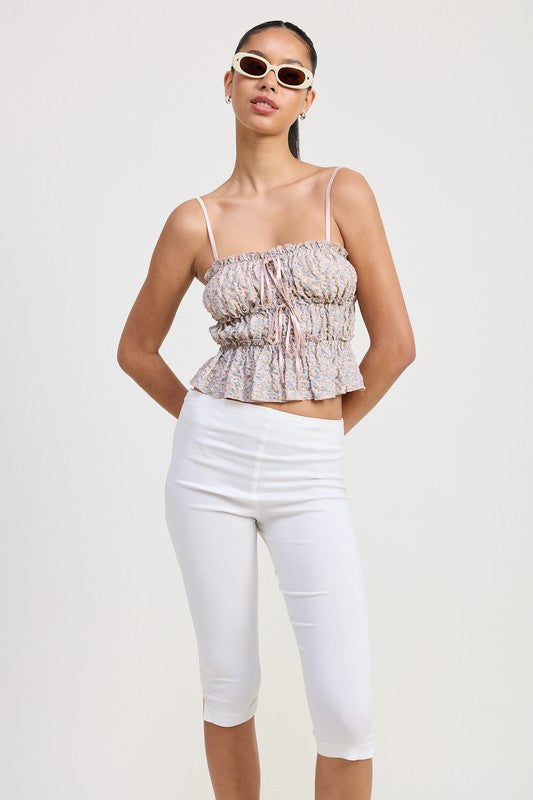FLORAL TIERED RUFFLE TOP