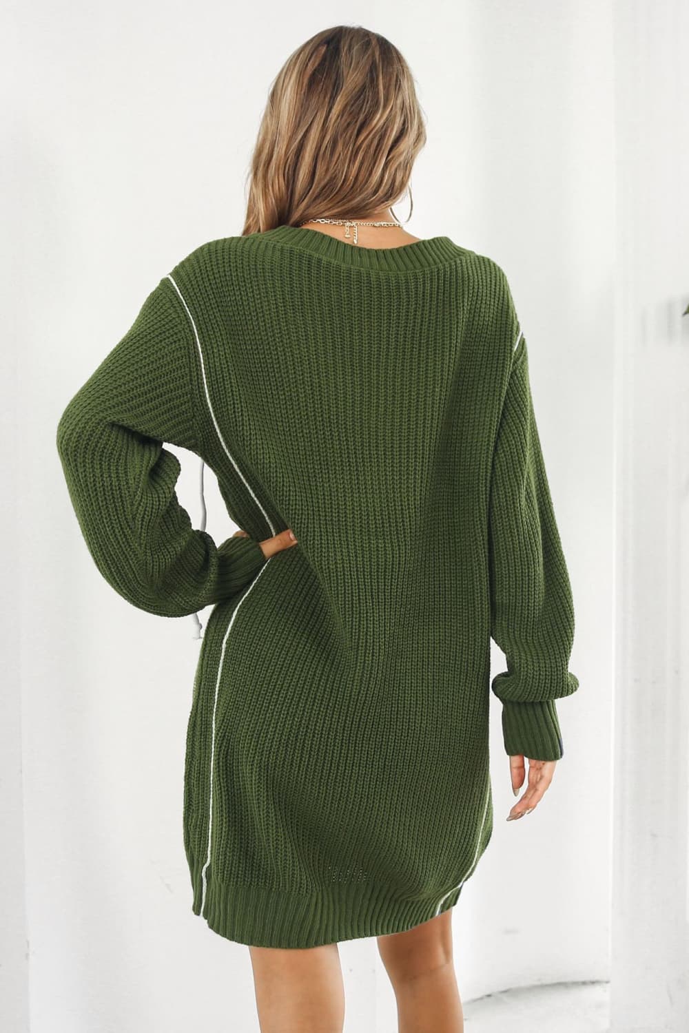 V-NECK SWEATER DRESS