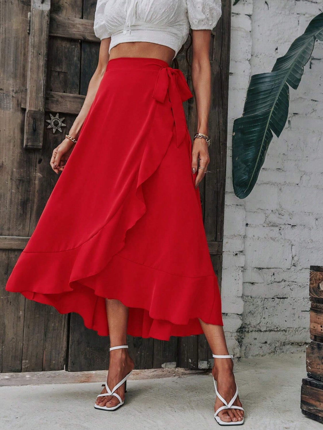 WRAP RUFFLE MAXI SKIRT