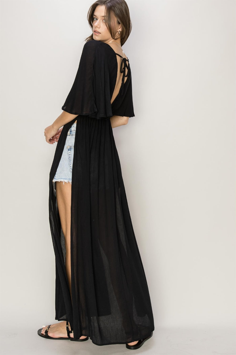 HYFVE TIE BACK MAXI SPLIT COVER UP DRESS