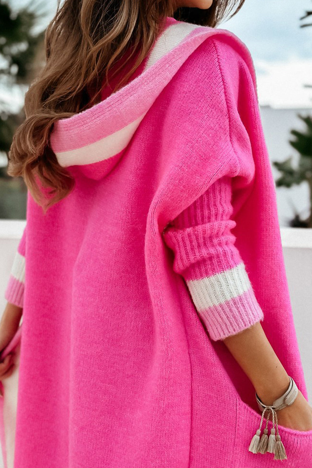 LONG SLEEVE HOODED MIDI CARDIGAN