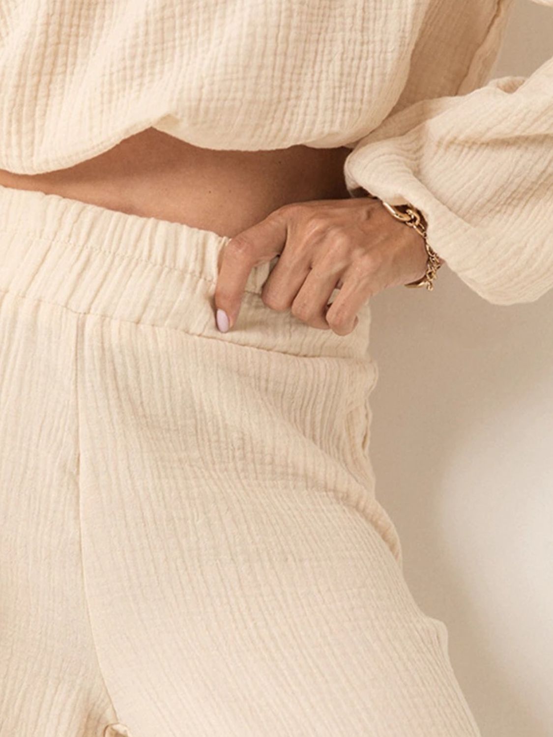 OFF THE SHOULDER LONG SLEEVE TOP AND PANTS SET