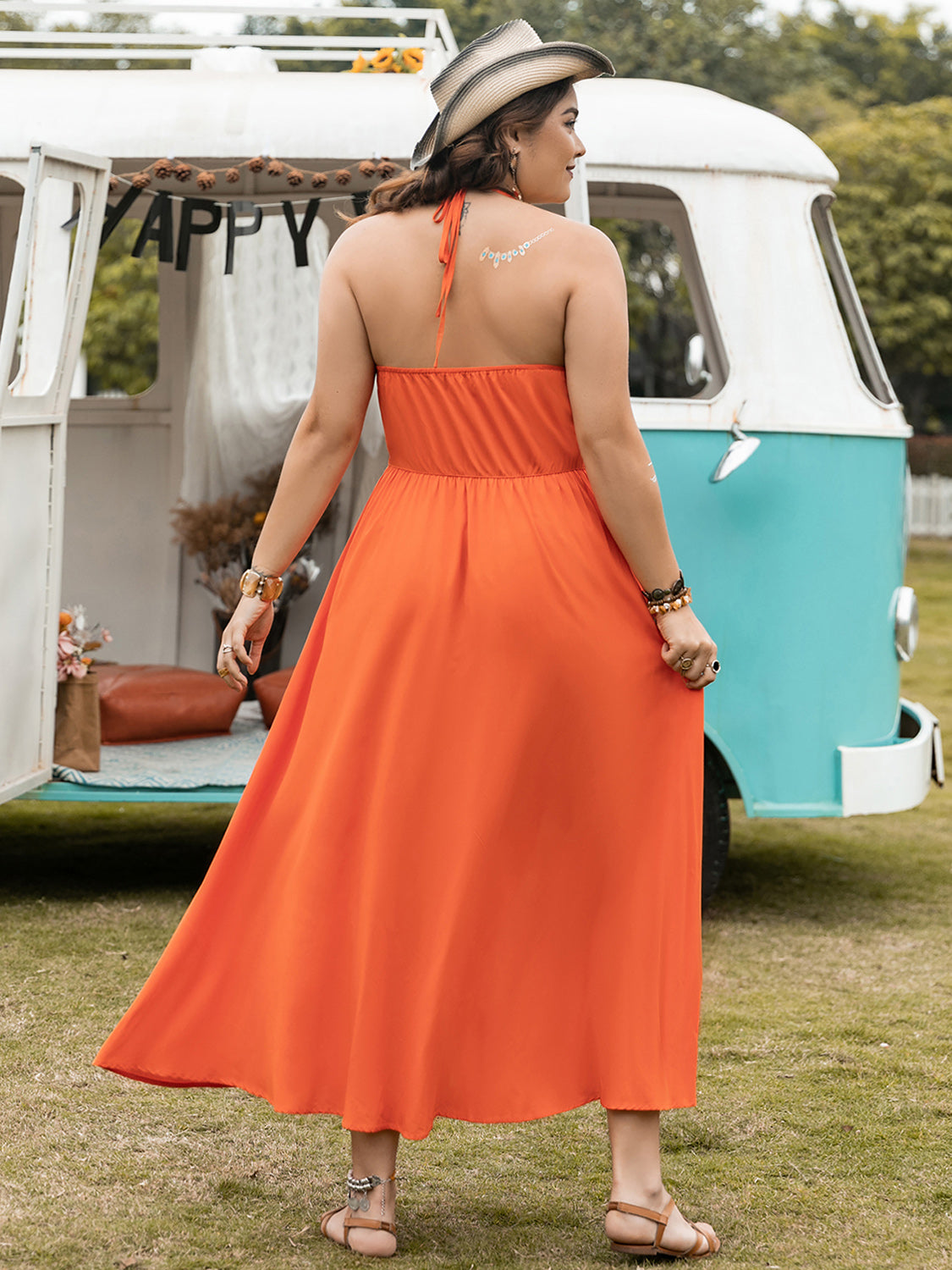 PLUS SIZE HALTER NECK MAXI DRESS