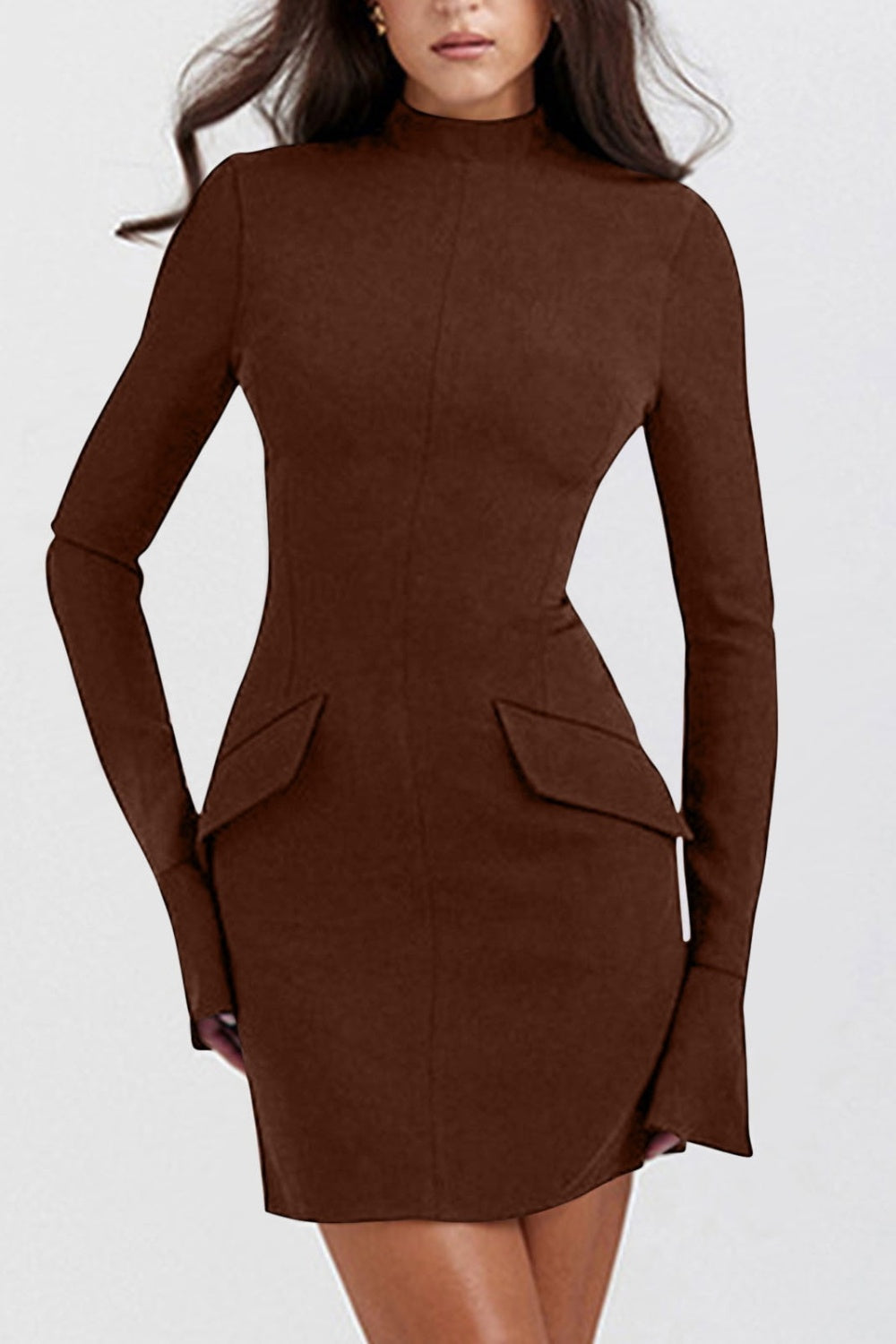 MOCK NECK LONG SLEEVE MINI DRESS