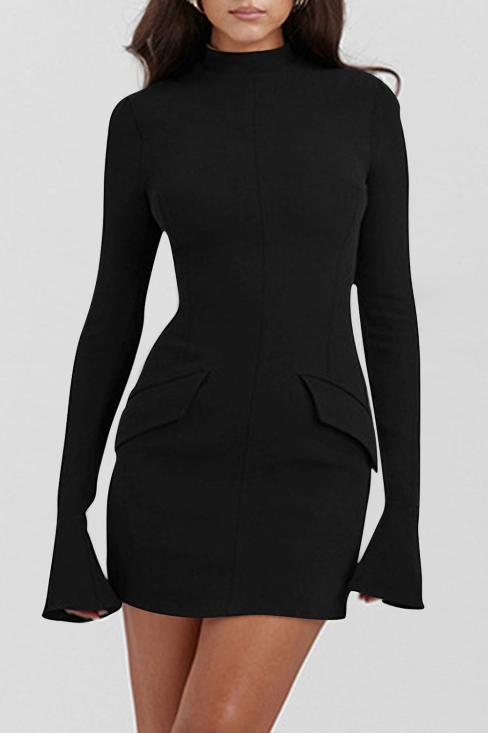 MOCK NECK LONG SLEEVE MINI DRESS