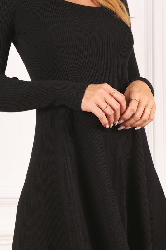 KNITTED FIT AND FLARE DRESS