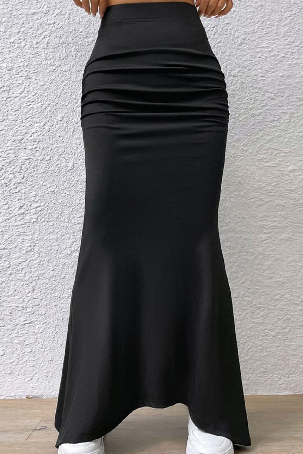 RUCHED MAXI TRUMPET SKIRT