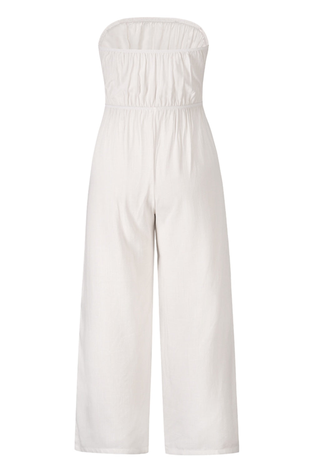 TIE FRONT CUTOUT TUBE WIDE LEG JUMPSUIT