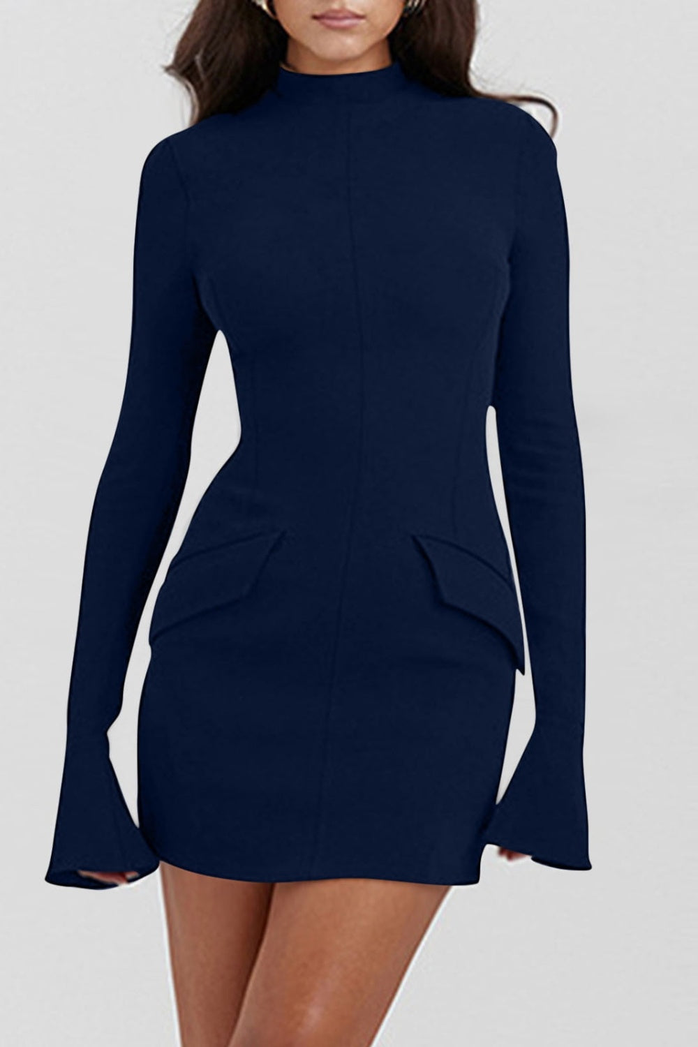 MOCK NECK LONG SLEEVE MINI DRESS