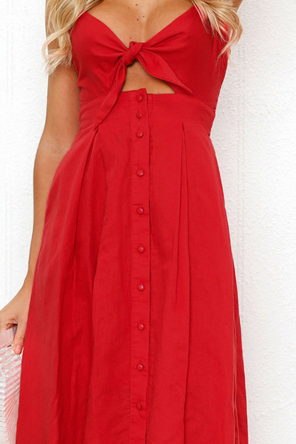 CUTOUT SMOCKED SWEETHEART NECK CAMI DRESS