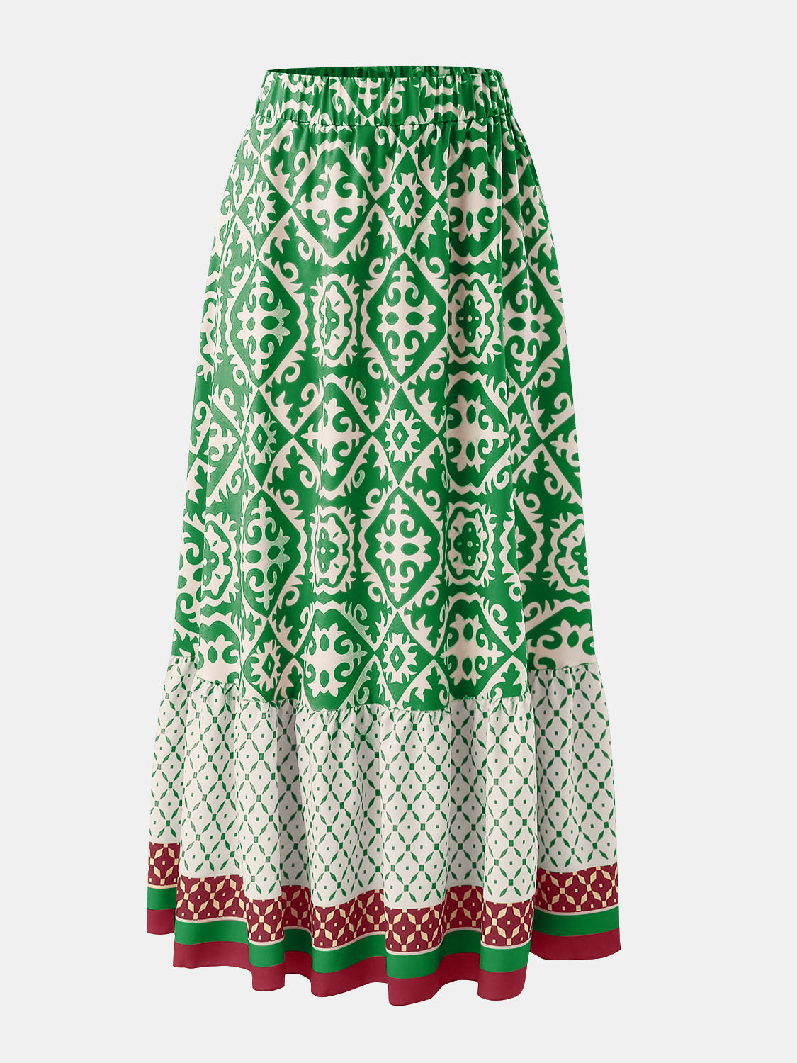 GEOMETRIC ELASTIC WAISTBAND MAXI SKIRT