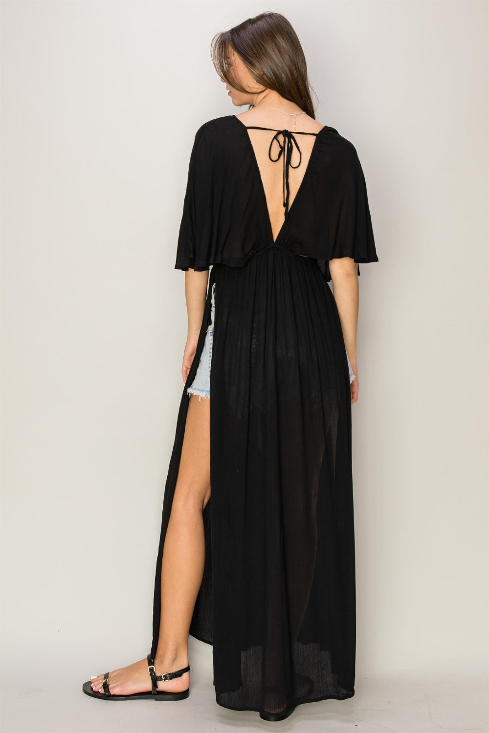 HYFVE TIE BACK MAXI SPLIT COVER UP DRESS