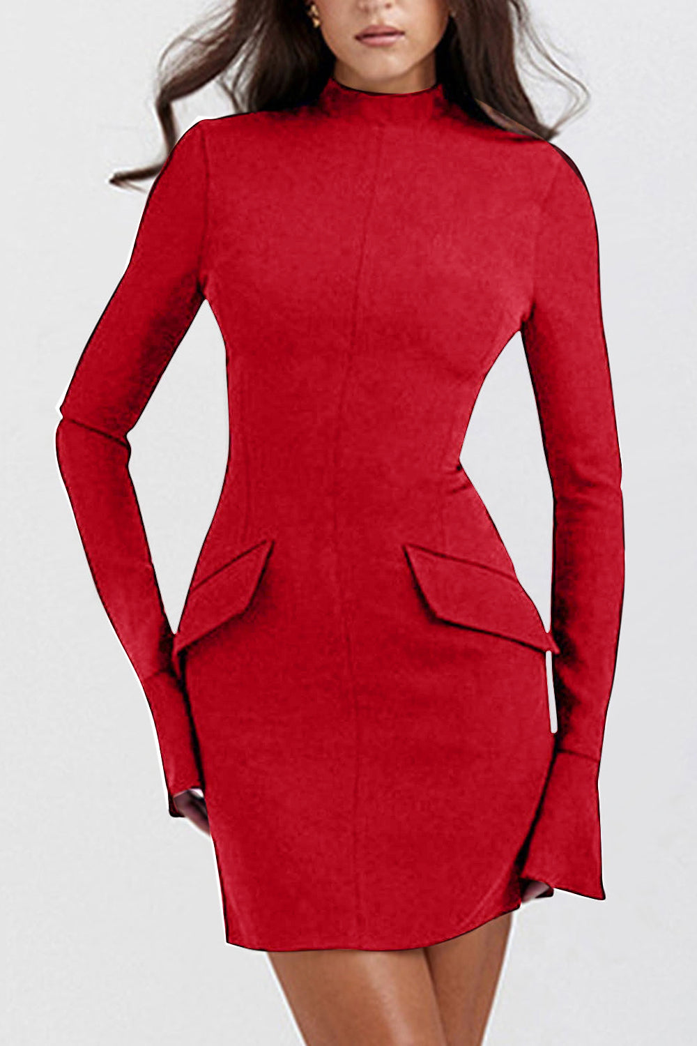 MOCK NECK LONG SLEEVE MINI DRESS