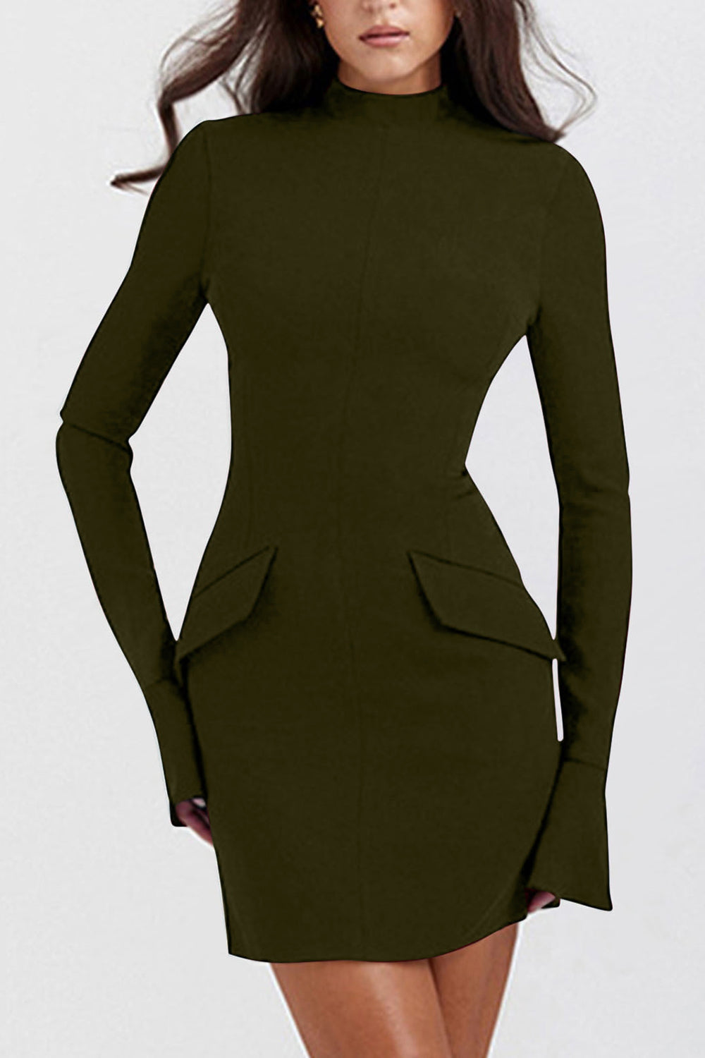MOCK NECK LONG SLEEVE MINI DRESS