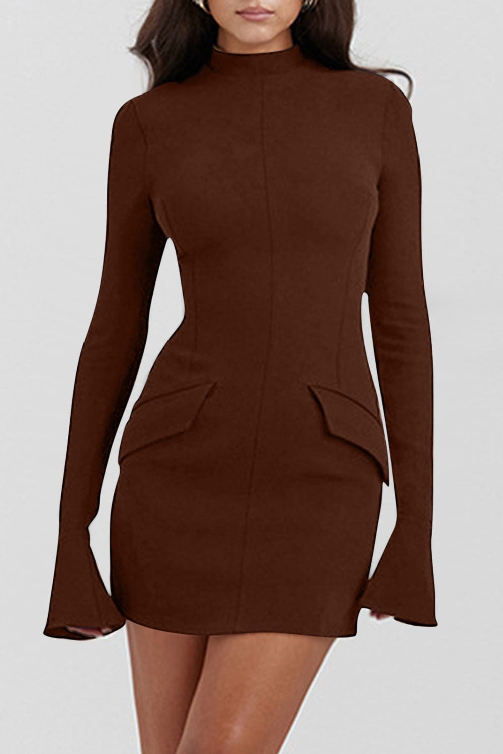 MOCK NECK LONG SLEEVE MINI DRESS