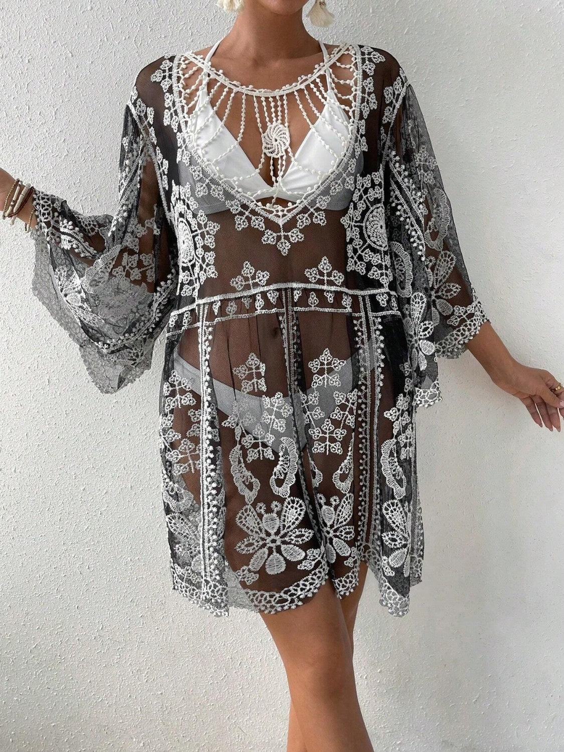 LACE ROUND NECK COVER-UP