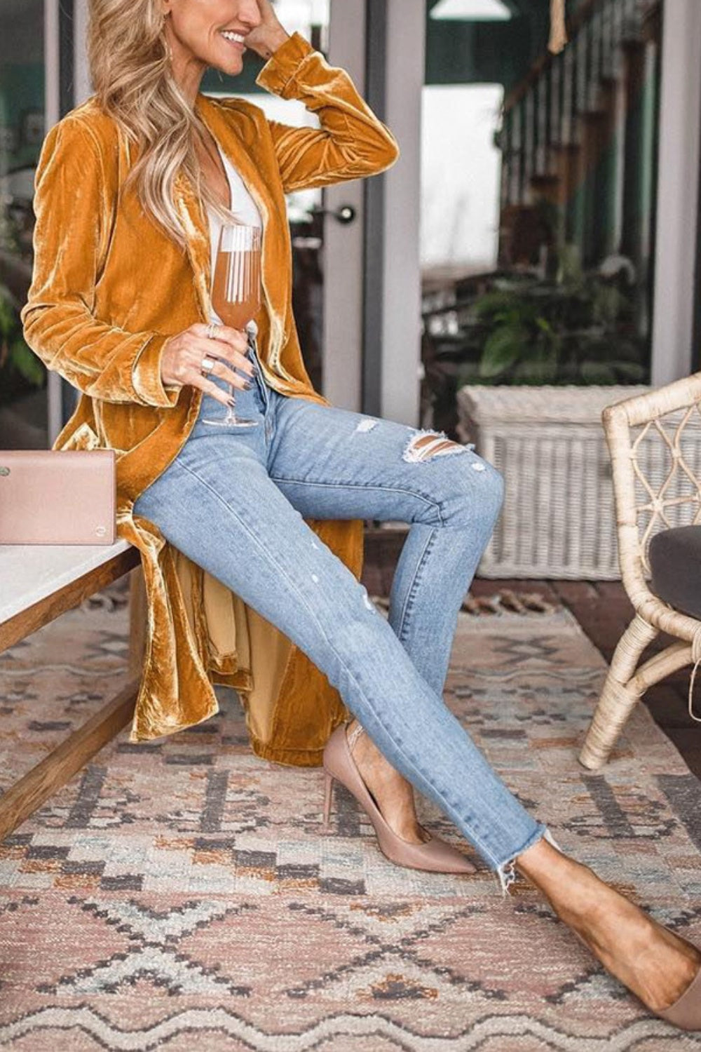 OPEN FRONT LONG SLEEVE COAT
