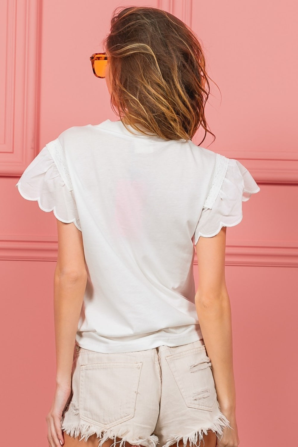 BIBI SCALLOPED EDGED LACE TRIM TOP
